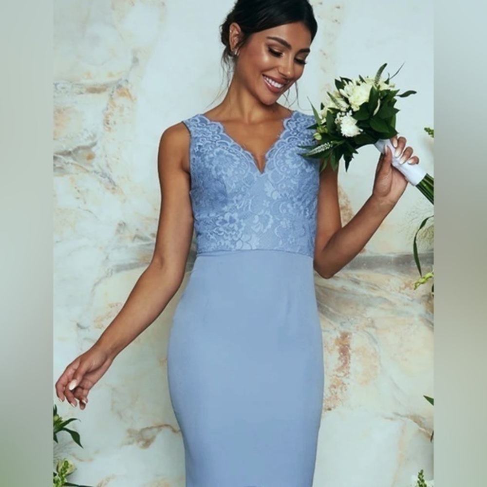 NWT GRACE KARIN Womens M Blue Dress Sleeveless Lace Stretch Career Cocktail